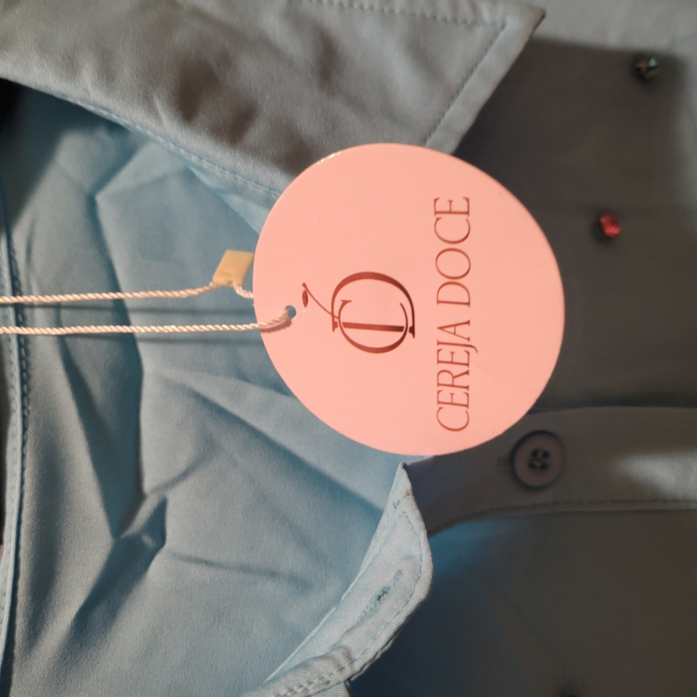 Cereja Doce Blue Button-Up Shirt